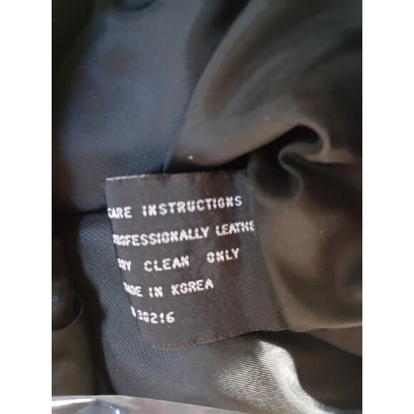 Vntg Othello Pelle Korea Wool Leather Trim Coat M Navy Black Old Money Heritage - Picture 11 of 11